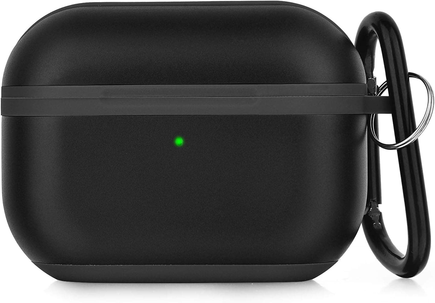 V-MORO Compatible AirPods Pro Case Cover, Metal Protective Carrying Case Skin with Keychain for Apple Airpod Pro Charing Case 2019 [Visible Front LED] - Black