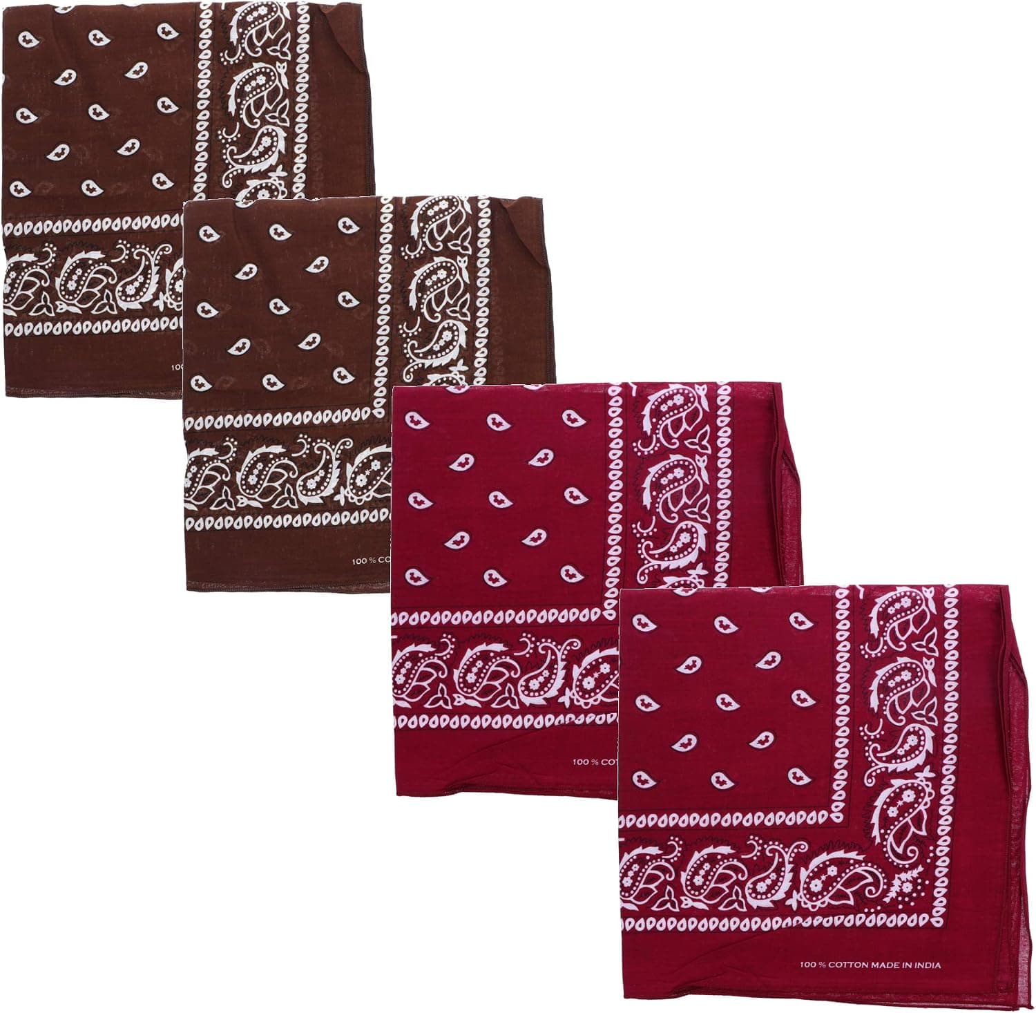 Motique Accessories Extra Large Paisley Bandana 27x27 Inch - Set of 4