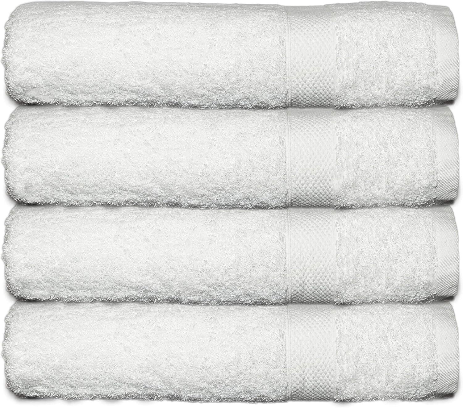 Oasis Linens - Luxurious Premium Bamboo Cotton 4PC Towel Set (White) for Hotel, Pool, Spa, and Bath; 4 Bath Towels (27x56); Superior Softness and High Absorbency