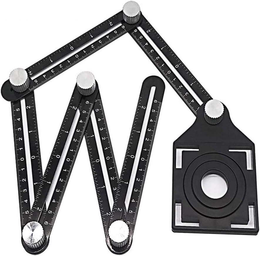 Six-Sided Aluminum Alloy Angle Measuring Tool, Angle Ruler Template Template Tool Full Metal Measuring Rules Layout Tool for Handymen Builders DIY Carpenters Craftsmen
