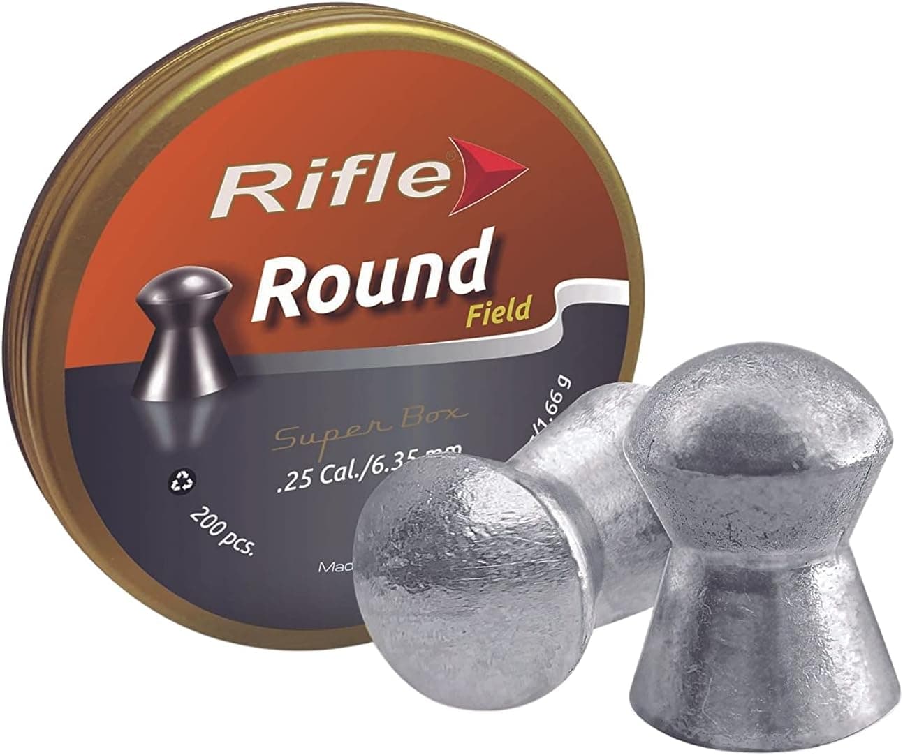 PREDATOR Rifle Field Round Nose Air Gun Pellets | .25 Caliber | 26.4 gr | Rounded Head for Target Shooting and Hunting | 200 Count