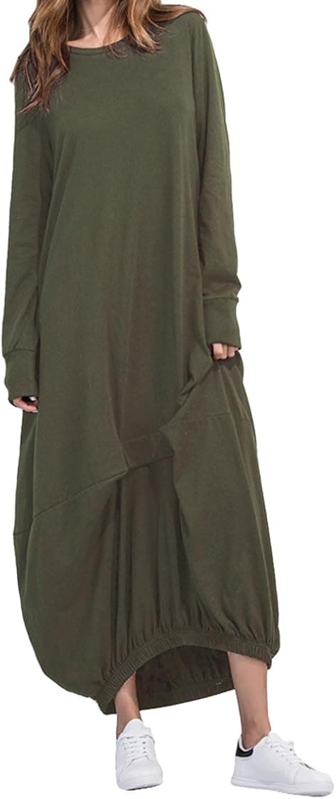 Pink Queen® Women's Asymetrical Loose Fit Long Casual Oversied Dress