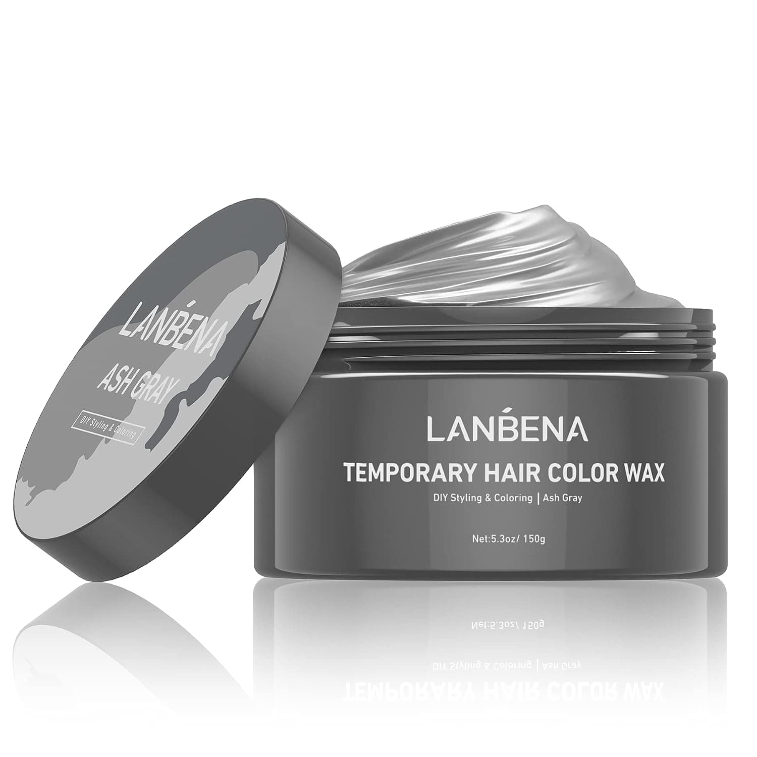 Temporary Hair Color Wax, Ash Gray Grey, 150g / 5.3oz, Natural Hair Dye Mud, Washable Instant, Color Hair Wax for Men and Women Party, Festival, Cosplay & Christmas Gift