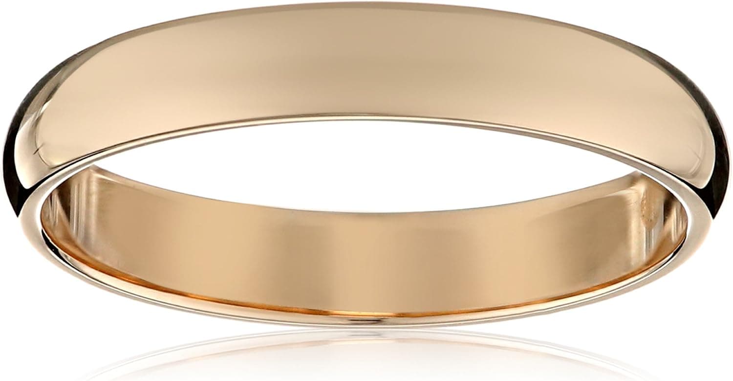 Amazon Collection Light Comfort Fit 14K Gold Wedding Band, 3mm