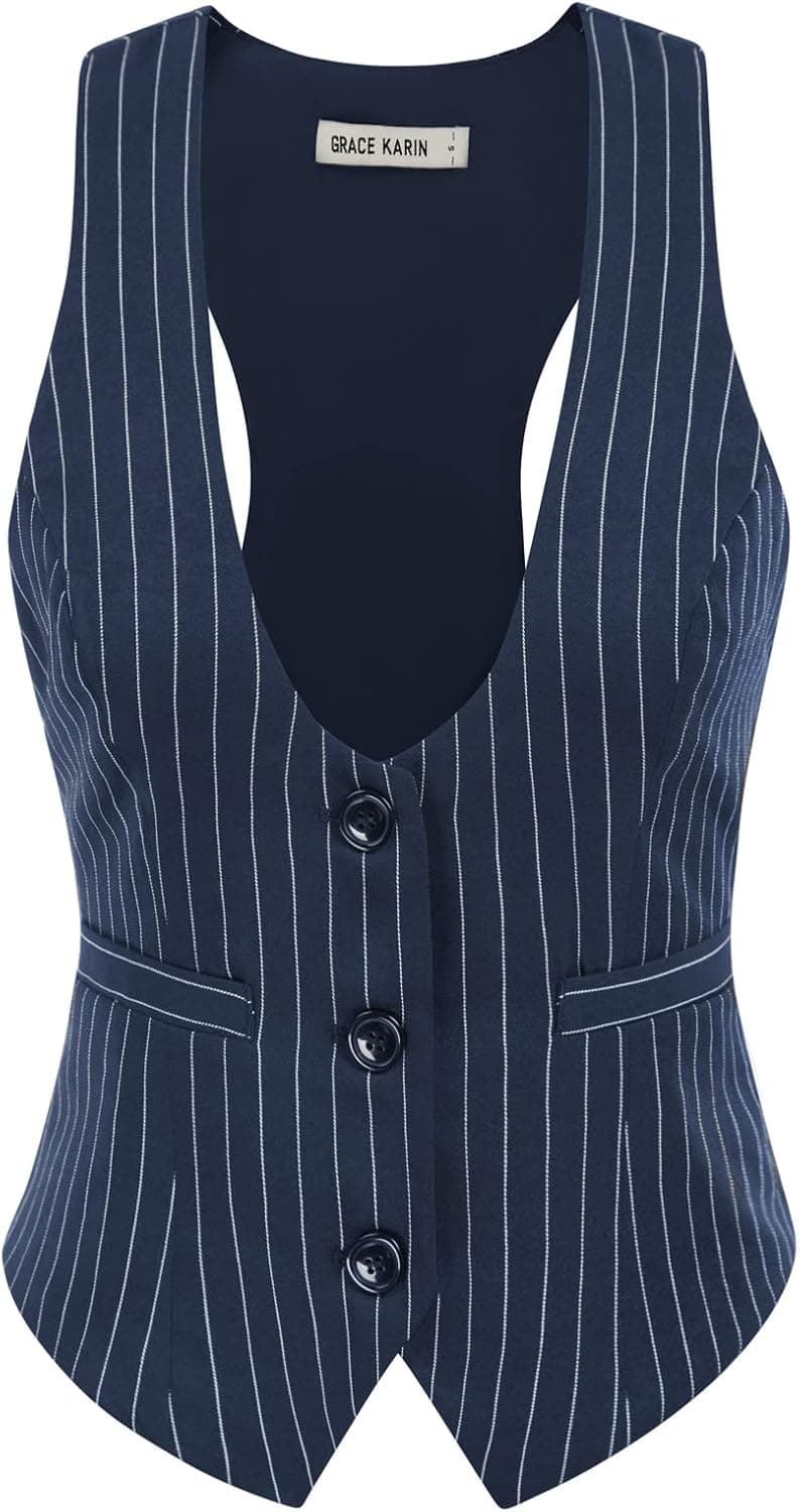 GRACE KARIN Womens Waistcoat Vest Vintage Steampunk Dress Racerback Jacquard Jacket