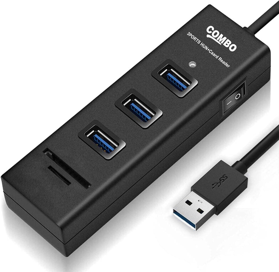USB Hub, USB Splitter, 5-Port HUB External Combo USB 2.0 HUB+SD Multi-Function Card Reader for Mac Pro/Mini, iMac, Ps4, Surface Pro, XPS, PC, Flash Drive, More. (Black-2)