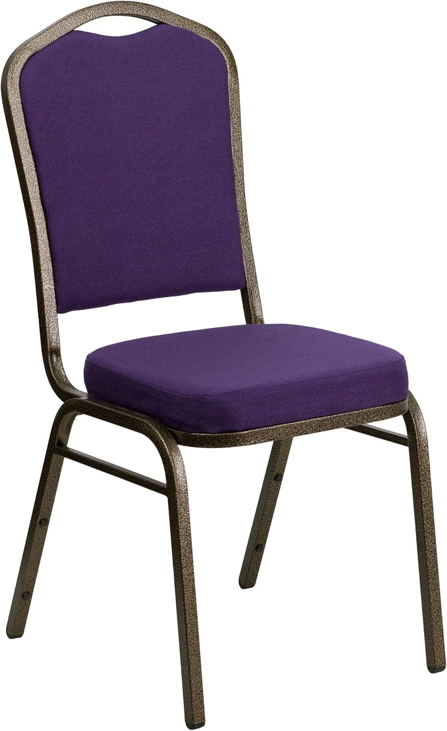 Flash Furniture HERCULES Series Crown Back Stacking Banquet Chair in Purple Fabric - Gold Vein Frame