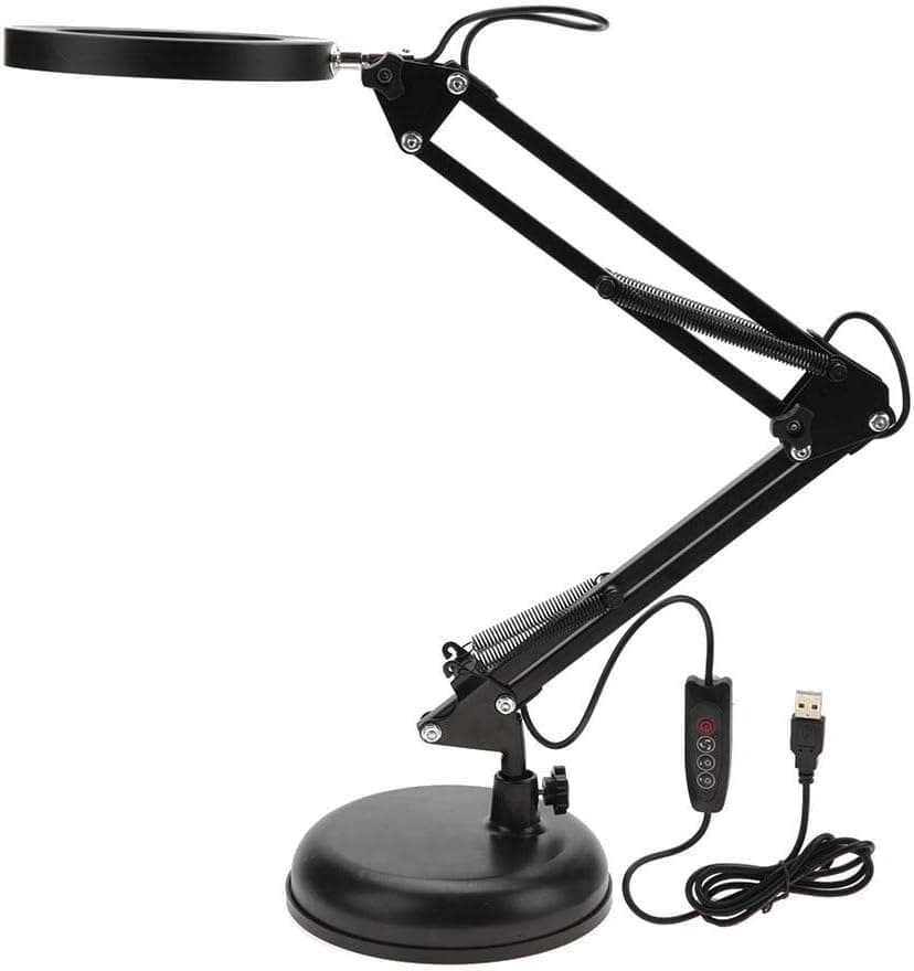 AYNEFY USB Table Light, Eyes Care Desk Lamp with C Clamp and High Stability Base Foldable Flexible Swing Arms Vertical Use