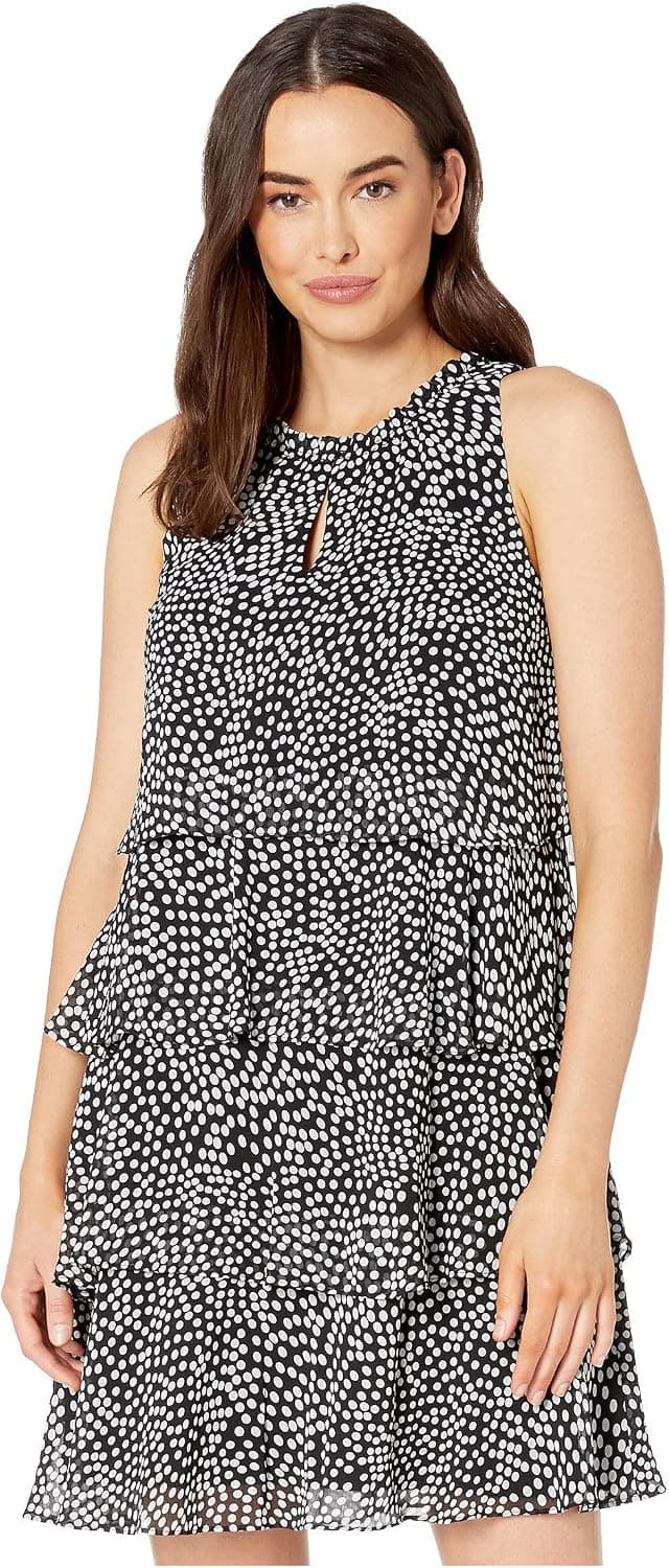 NINE WEST Women's Smock Neck Triple Tier Dress