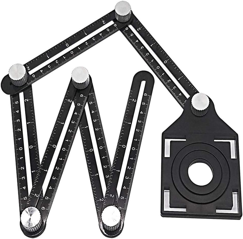 Aluminum Alloy Ruler, Six-Sided Measuring Tool Universal Angularizer Ruler Metal Multi Angle Ruler Opening Locator Aluminum Alloy Angle Template Tool