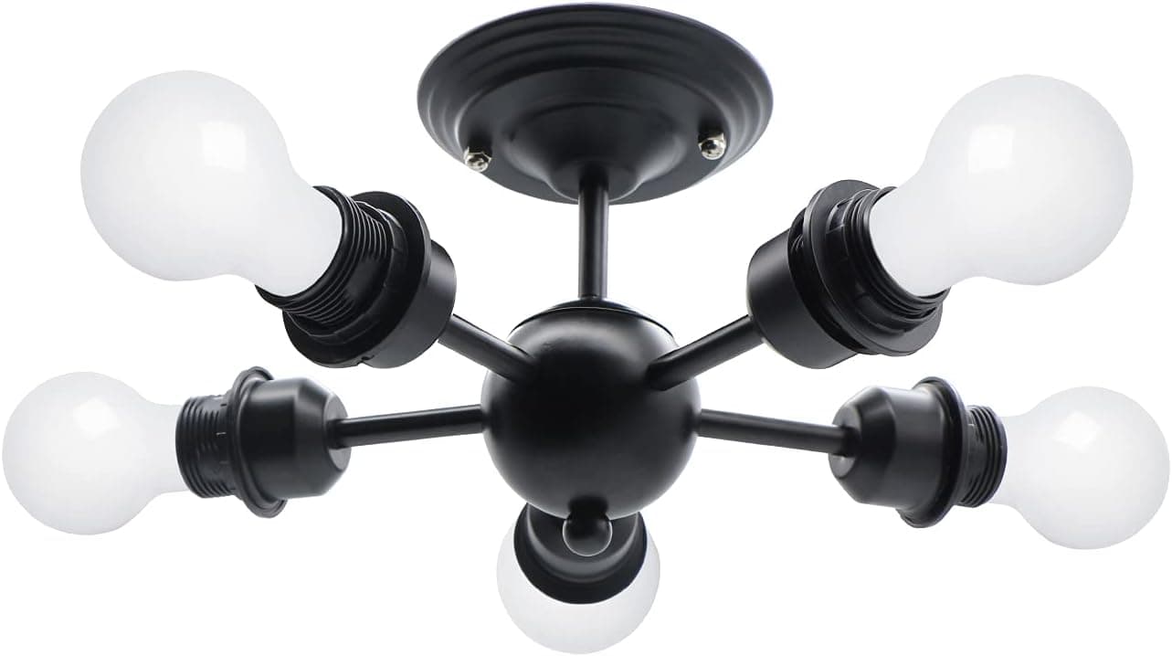 Bahong Modern Pendant Lights,Pendant Lighting for Kitchen Island,Industrial Light Fixtures,Black Ceiling Light Fixture with 5-Light,Vintage Sputnik Chandelier,for Kitchen/Bedroom/Living Room