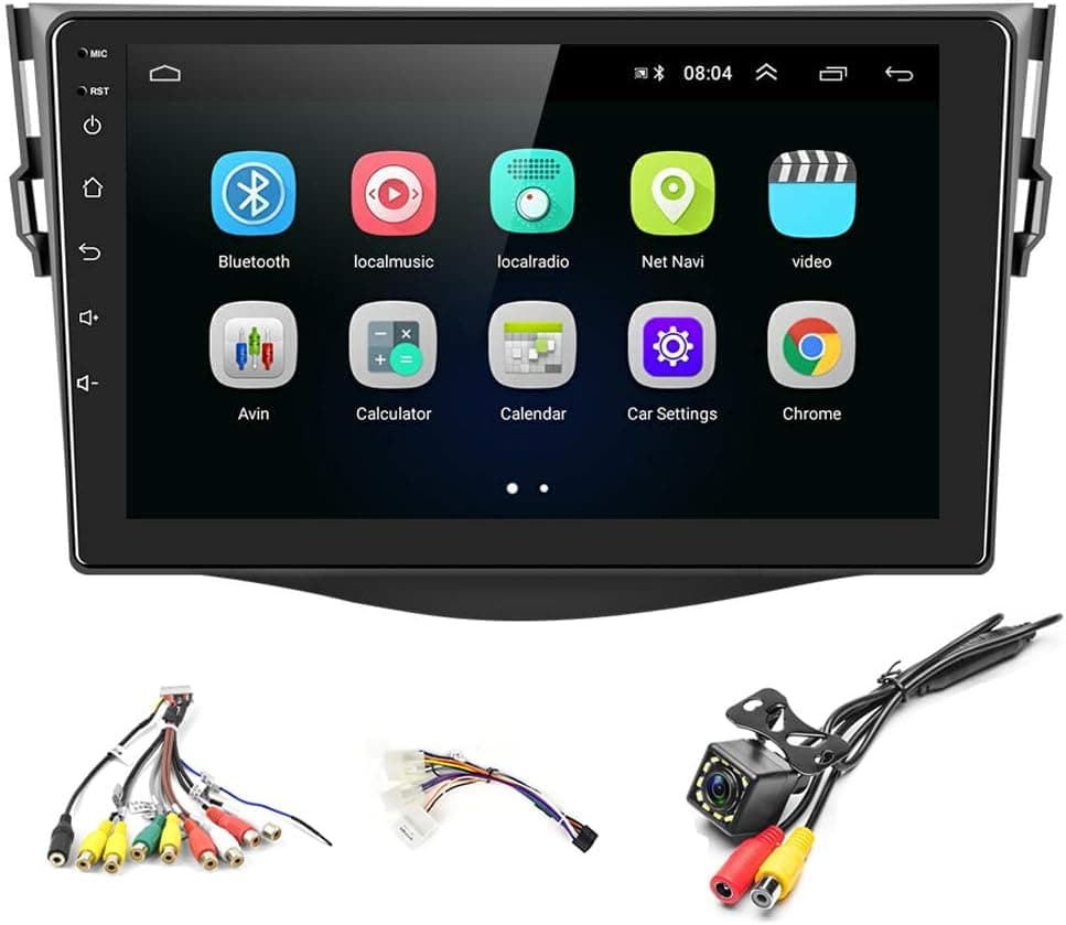 UNITOPSCI Android Car Stereo Radio Compatible with Toyota RAV4 2007-2011 GPS Navigation Head Unit Double Din 9'' HD Touch Screen WiFi Bluetooth FM Radio USB Mirror Link + Backup Camera