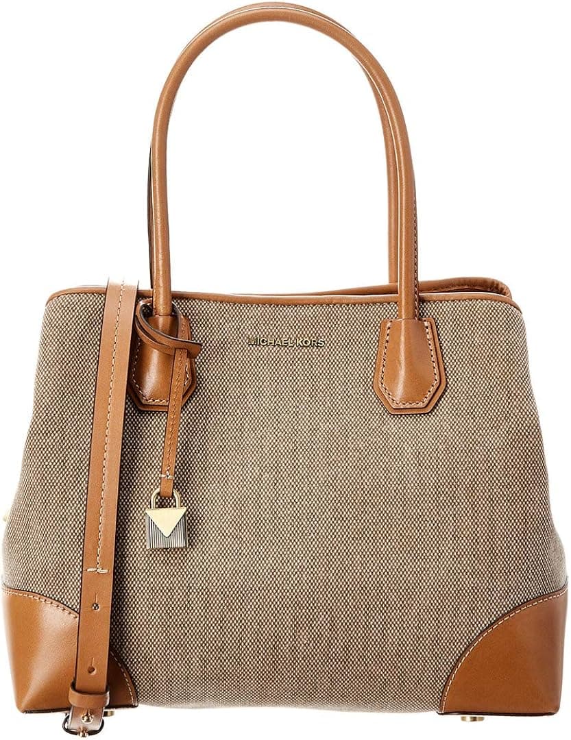 Michael Kors Mercer Gallery Canvas Center Zip Tote Deep Blush, Natural, One Size
