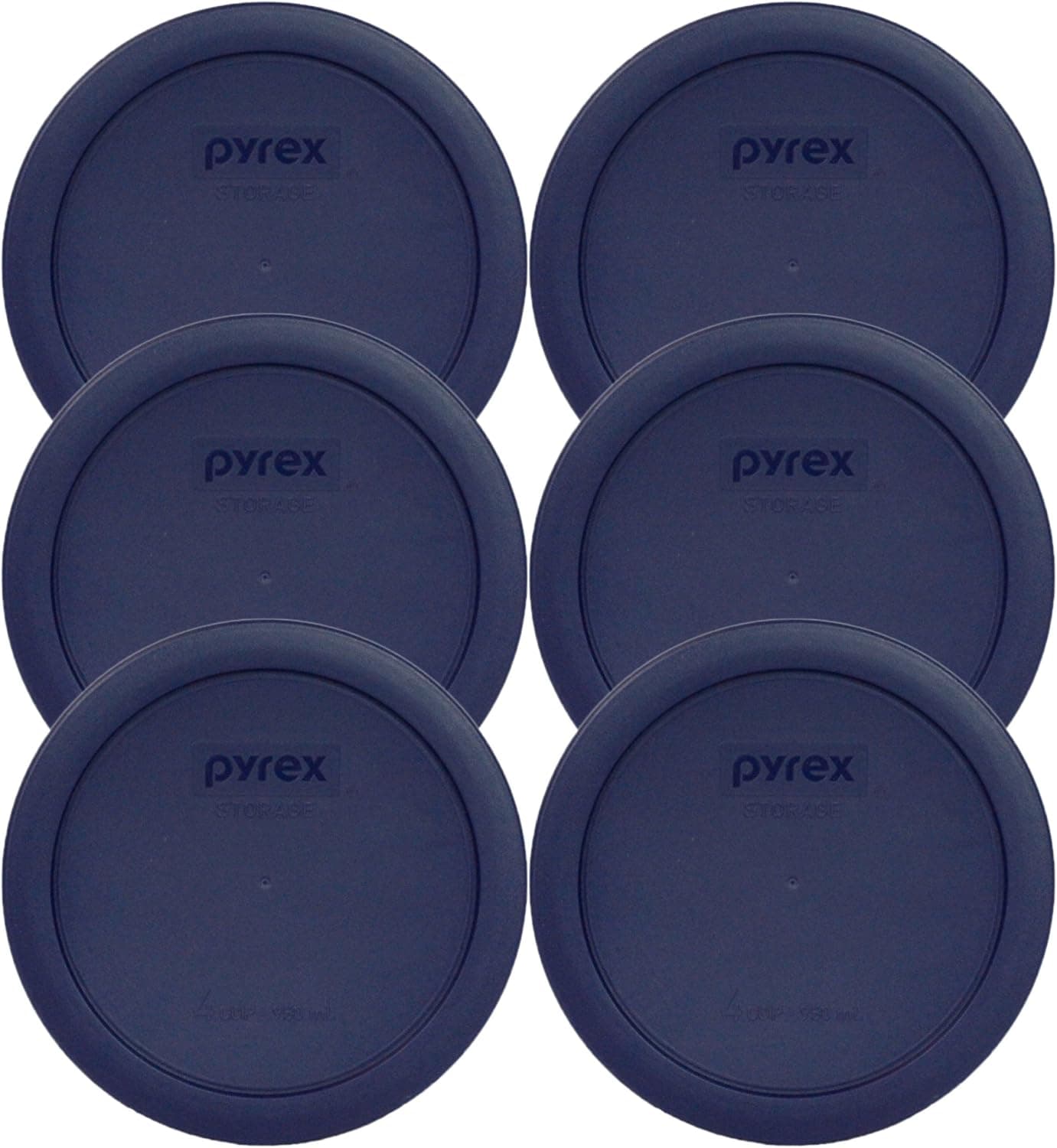 Pyrex 7201-PC 4-Cup Navy Blue Plastic Food Storage Lid, Made in USA - 6 Pack