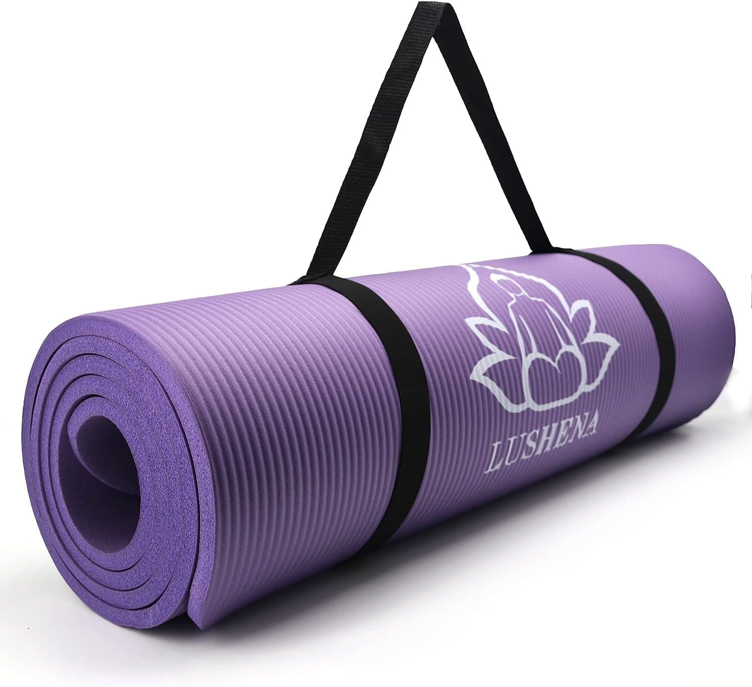 LUSHENA NBR Thick Yoga Mat for Women Men, Non Slip Durable Exercise Mats for Home Workout Floor Gym, 72" x 24" x 2/5"