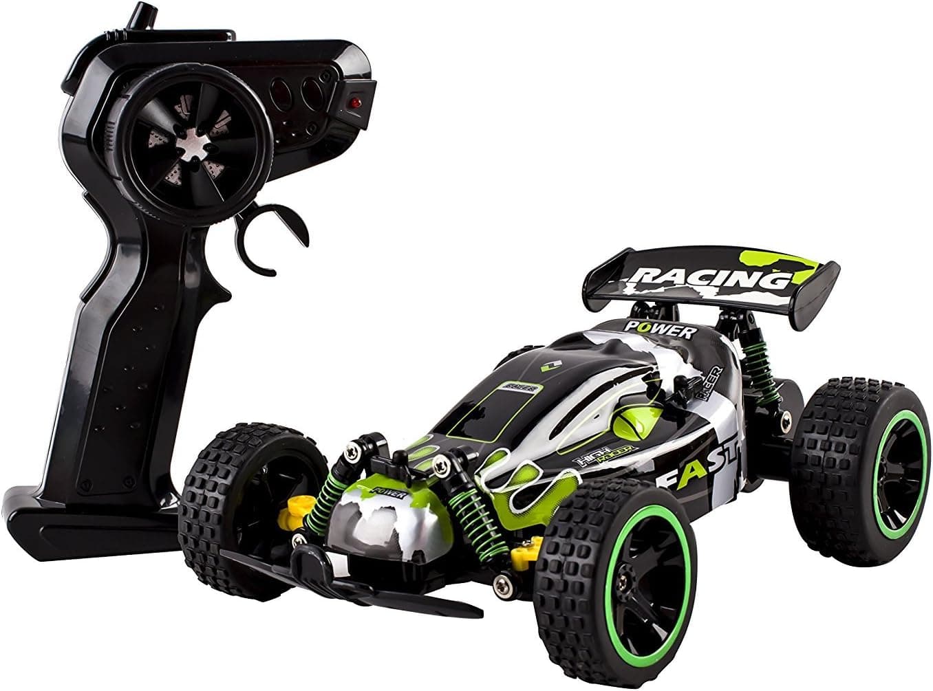 Speed Power Remote Control RC Buggy 2.4Ghz 1:18 Scale Ready to Run w/ Suspension Toy (Green Color)