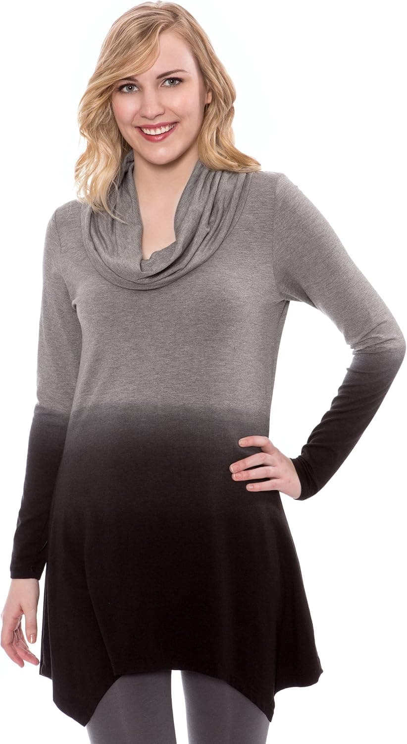 Women’s Cowl Neck Tunic in Bamboo Viscose - Long Sleeve Top by Texere (Nintu)