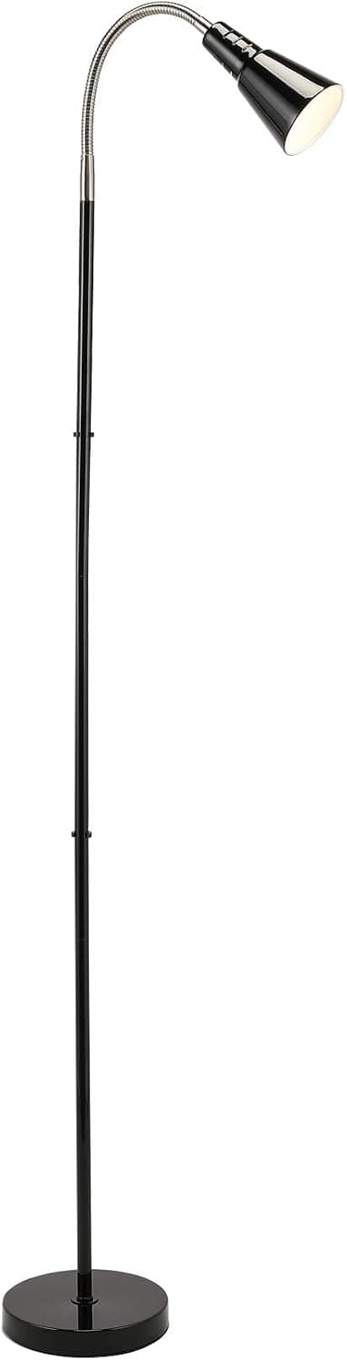 CO-Z LED Arc Floor Lamp for Living Room Bedroom, Modern Tall Standing Light Fixture for Reading with Metal Base & Metal Shade, Black Finish Floor Light with Adjustable Gooseneck for Pharmacy