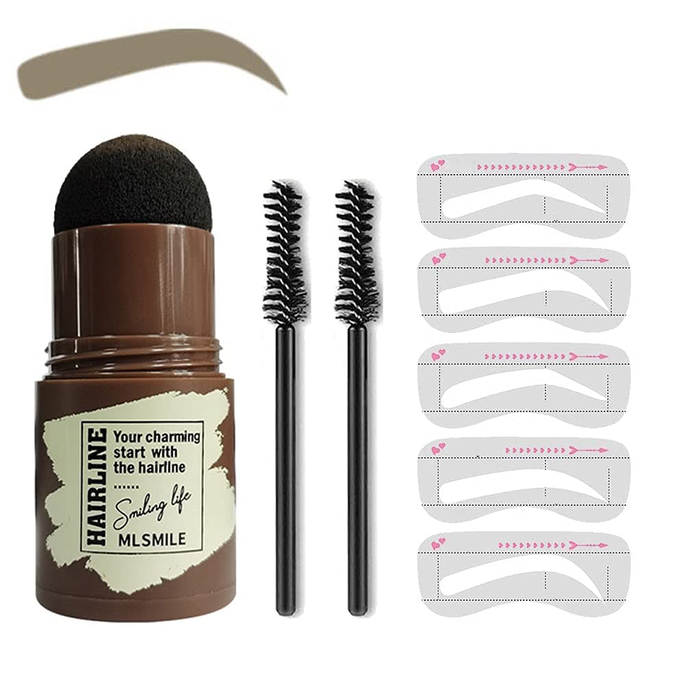 GL-Turelifes Eyebrow Stamp and Stencil Kit, Brow Pen Stencil Set, Perfect Eyebrow Powder Stamp Makeup with 10 Reusable Brow Stencils & 2 Eyebrow Brushes for Professional and beginner(Black Gray)