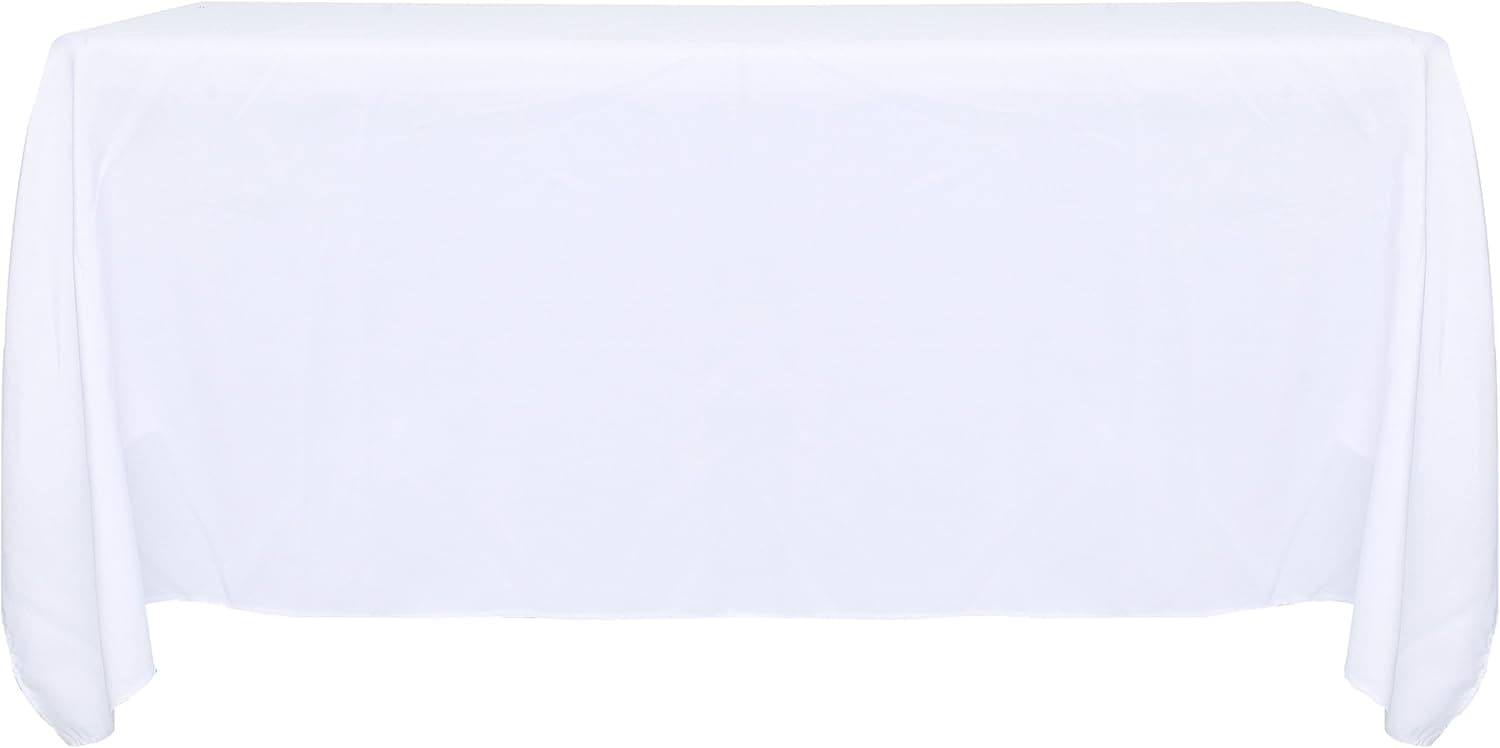 YooDaa Linen Rectangle Tablecloth 90 x 132, Polyester Washable Table Cloth for Restaurant Banquet Parties Wedding White (1 pc)