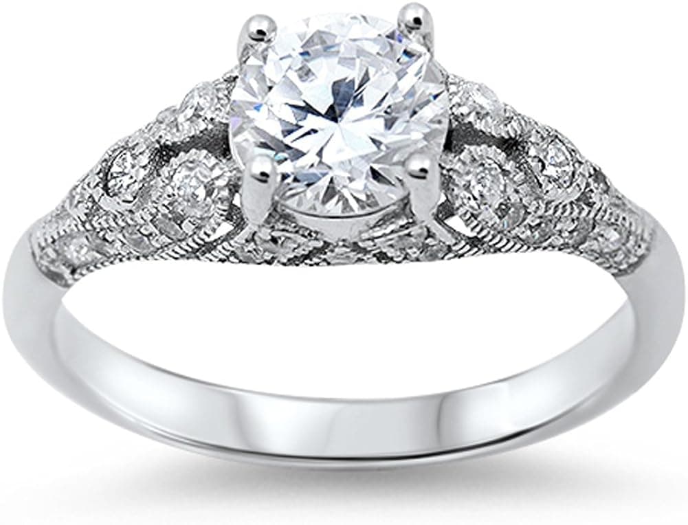 CHOOSE YOUR COLOR Sterling Silver Vintage Wedding Ring