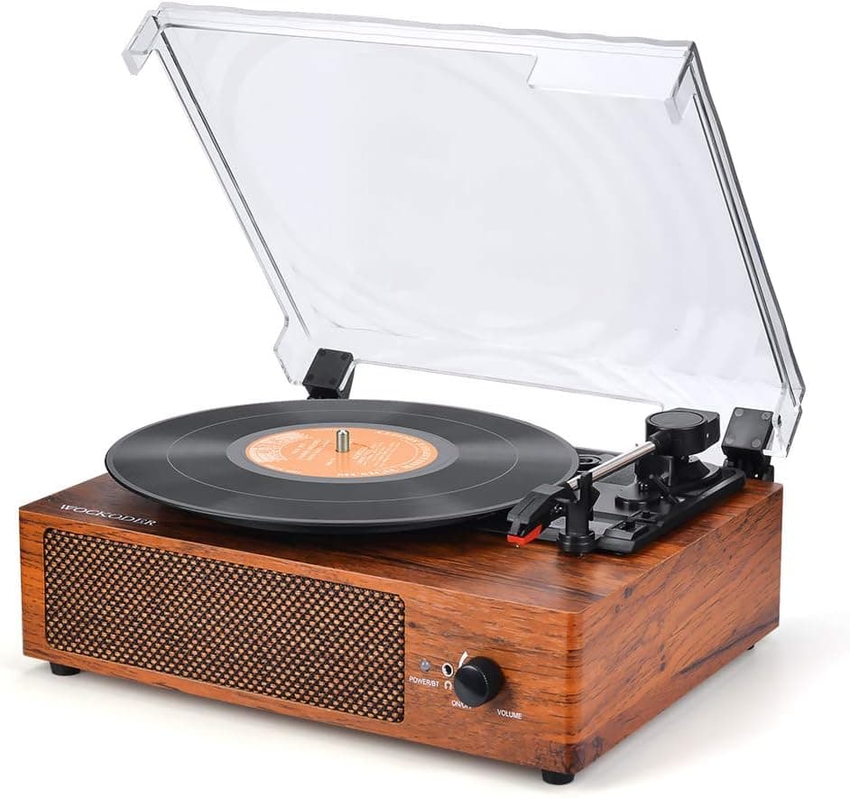 Record Player Turntable 3 Speed Vinyl Record Player with Stereo Speaker Belt Driven Vintage Style Vinyl Record Player