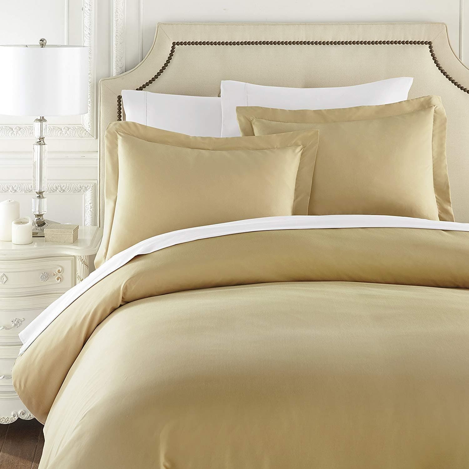 3 Pieces Duvet Cover Set 100% Natural Cotton King Size 1 Duvet Cover 2 Pillow Shams Taupe Solid Ultra Soft Breathable Durable Luxury Quality Fade Resistant Solid Bedding with Zipper Ties