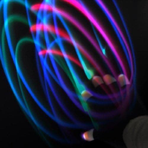 7 Functions 4 Speed Red Blue Green Multicolor Flash Black with White Tip LED Gloves w/o Batteries ( Lighted Up Rave Party Dancing Club Dance Light Show Gear Supplies )