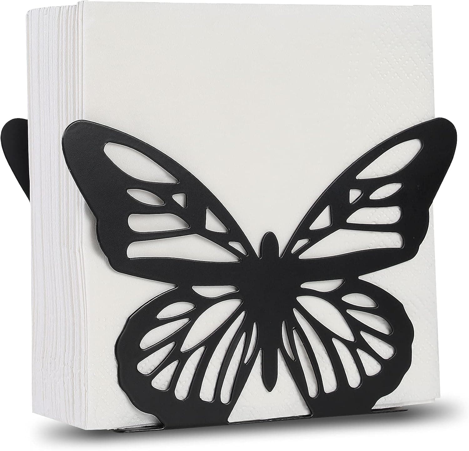 Napkin Holder, Farmhouse Napkin Holders for Tables Kitchen Bar Cafe Restaurant Black Meltal Napkin Holder Fit for Cocktail Beverage Napkins Size with the Height Less than 5" (butterfly napkin holder)