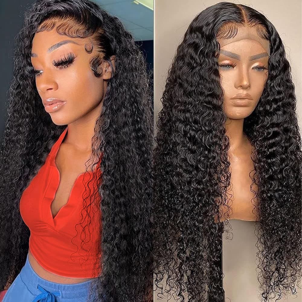 Oshiney 13x4 HD Lace Front Wigs Human Hair Deep Wave Lace Frontal Wigs Glueless Wigs Human Hair Curly Wave Wigs Brazilian Deep Wave HD Transparent Lace Front Wigs Wigs 180% Density 20 Inch