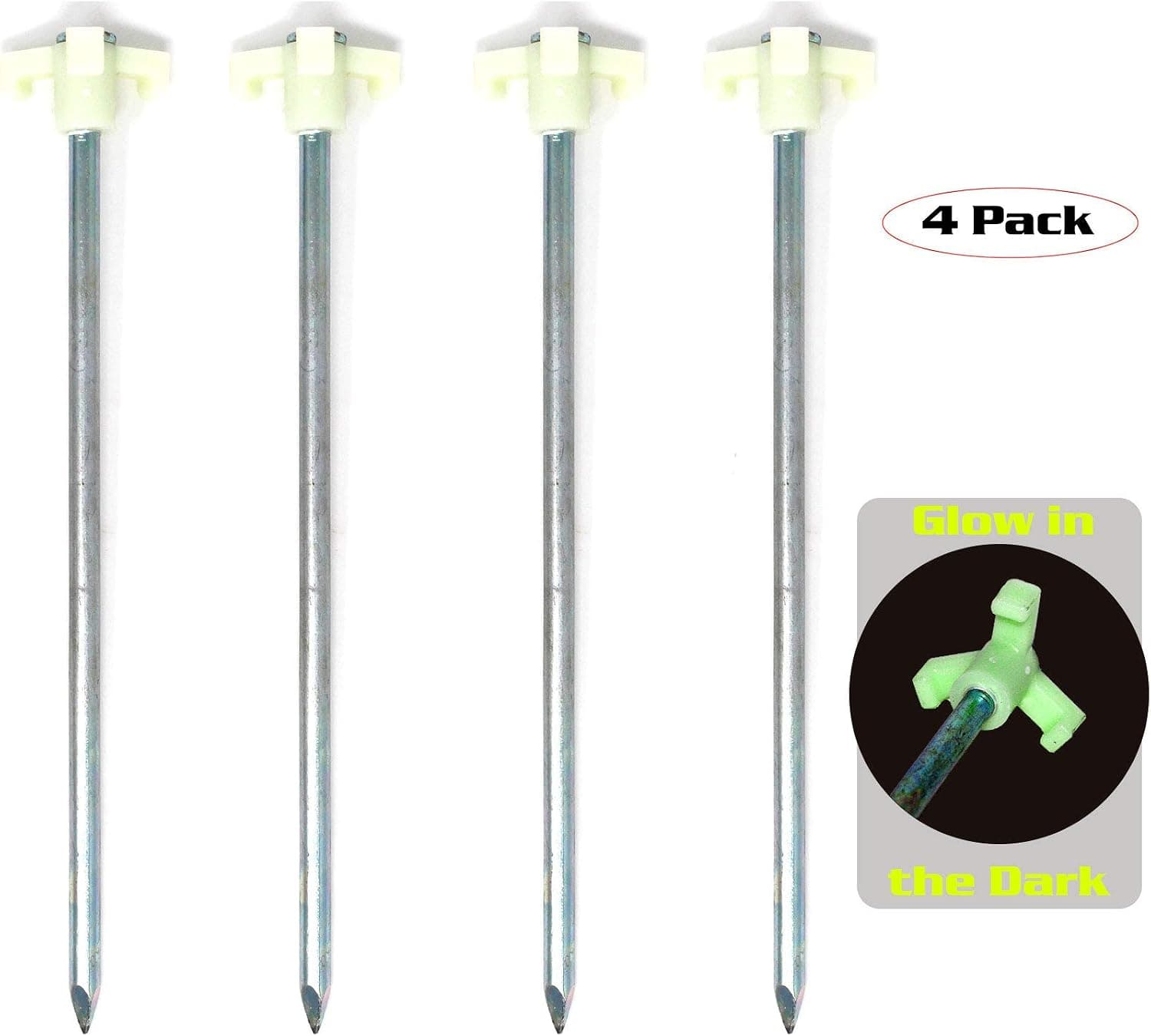 Tricc Unbreakable Heavy Duty Steel Tent/Canopy Stakes, Galvanized Non-Rust 10" Three Pegged Solid, Sturdy Stakes for Outdoor Trips, Camping, Hiking & Gardening. 4 Colors Made in The USA