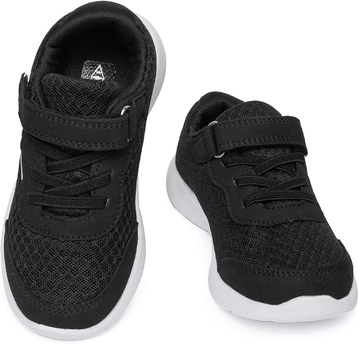 ziitop Boys Girls Sneakers Kids Running Shoes Lightweight Strap Tennis Sports Shoes Breathable Athletic Mesh Shoes for Toddler/Big Kids. Black/Red