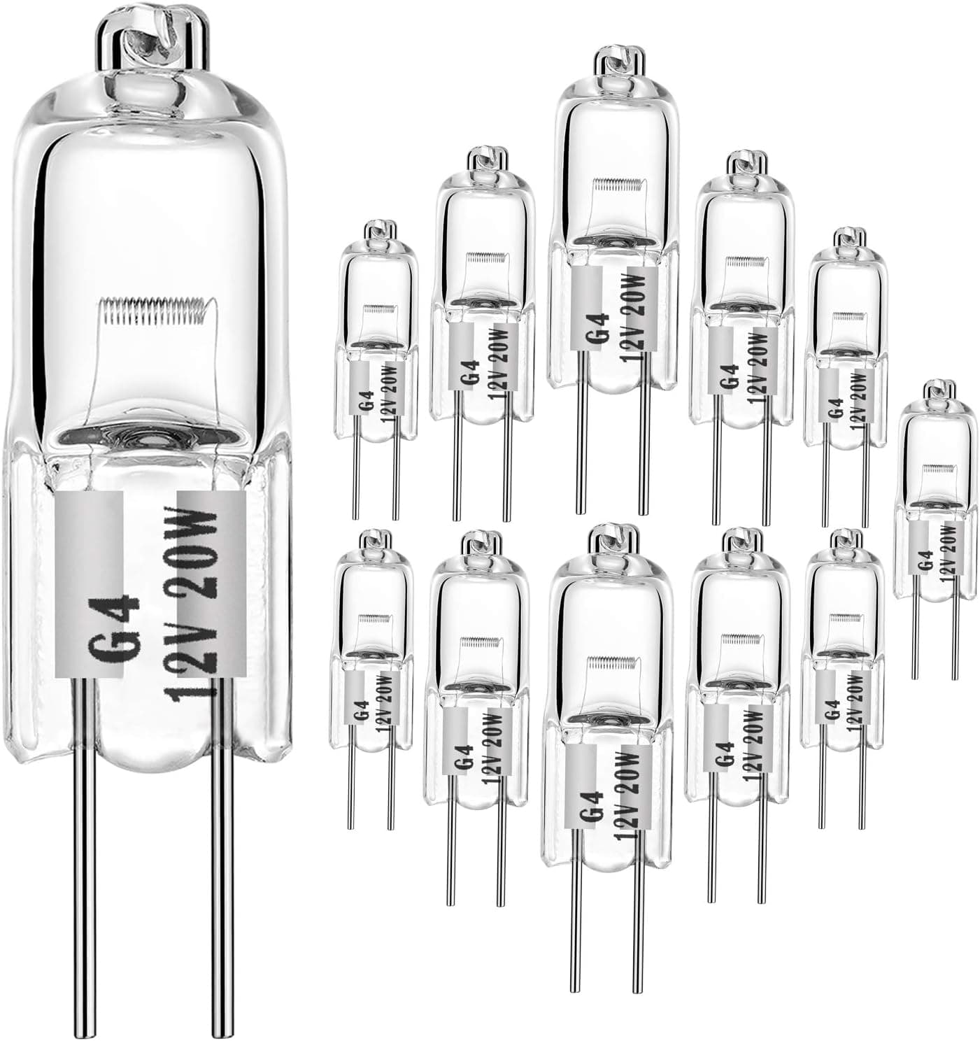 EKSAVE Halogen Bulbs G4 20W 12V T3 JC Type 2 Pin Base Replacement for Landscape Under Cabinet Puck Light Track Lighting Dimmable(12 Pack)