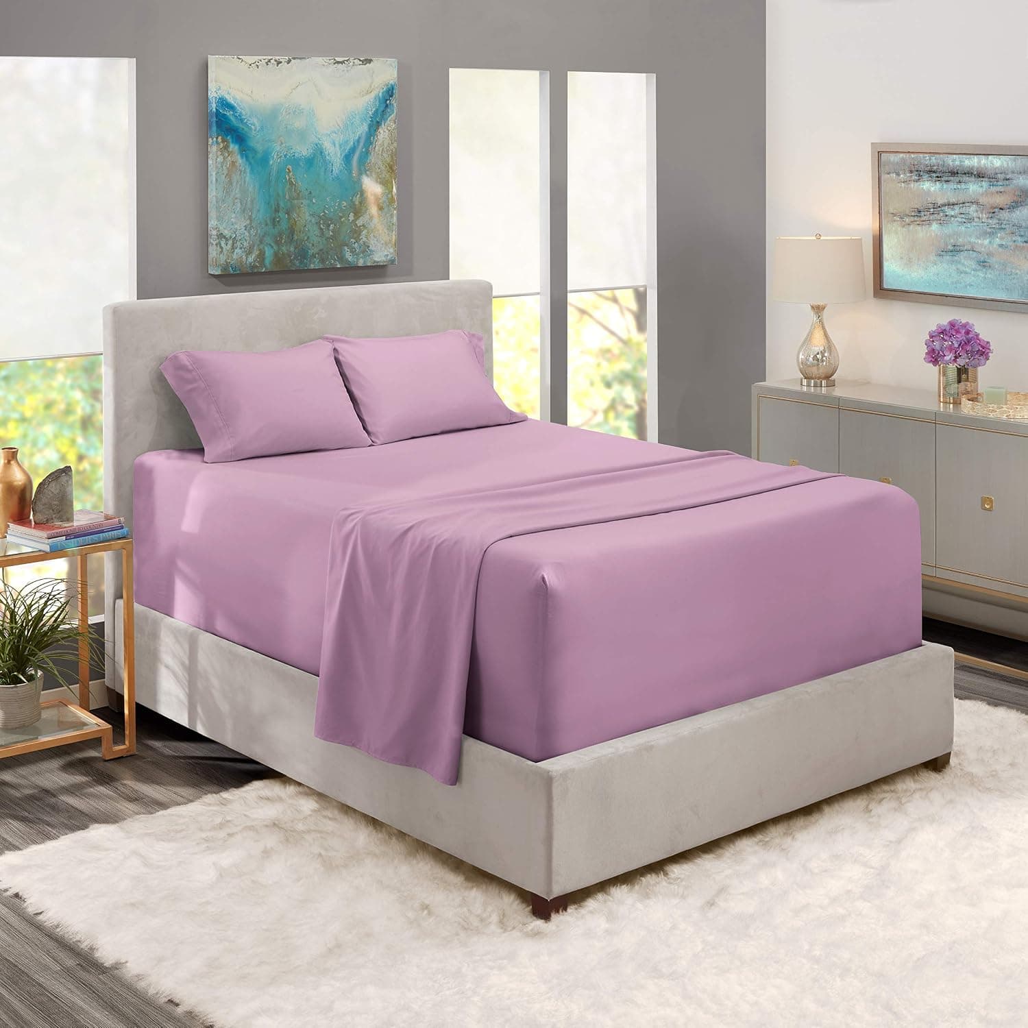 Extra Deep Pocket Fitted Sheet - Deep King Fitted Sheet Set – Super Deep Pocket Sheet - Ultra Deep Fitted Sheet - For Extra Deep Pocket Mattress - King Size Sheets - 78 x 80 inches - Lavender Dream