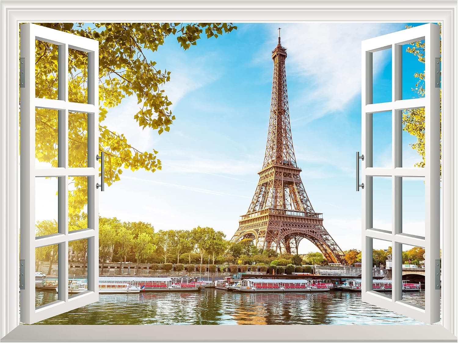 wall26 Peel and Stick Wallpapaer -Collage - | Removable Large Wall Mural Creative Wall Decal (36"x48", Eiffel Tower View)
