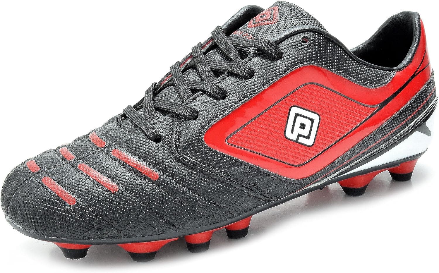 DREAM PAIRS 151028 Men's Sport Flexible Athletic Free Running Light Weight Indoor/Outdoor Lace Up Soccer Shoes BLK-RED-WHT Size 8