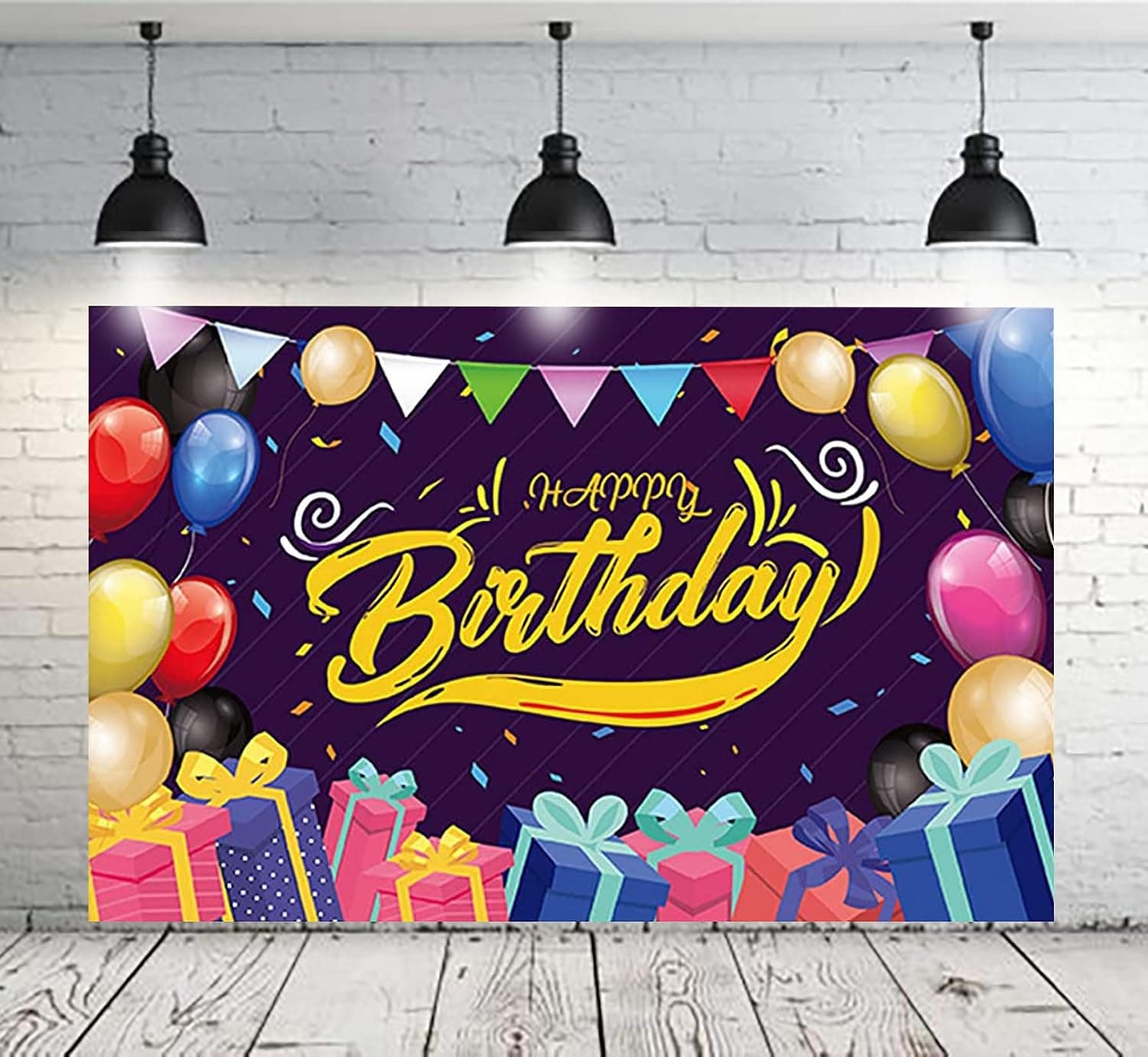 Happy Birthday Backdrop, Birthday Backdrop, Happy Birthday Banner Supplies, Birthday Party Backdrop Decorations Photo Background, Birthday Banner for Men, Women, and kids, 70.8 x 45.3 Inch