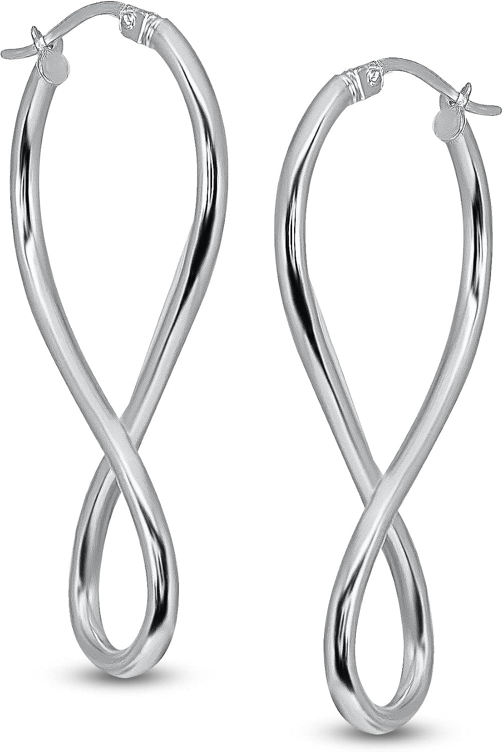 LOVVE Sterling Silver Polished Infinity Click-Top Drop Earrings