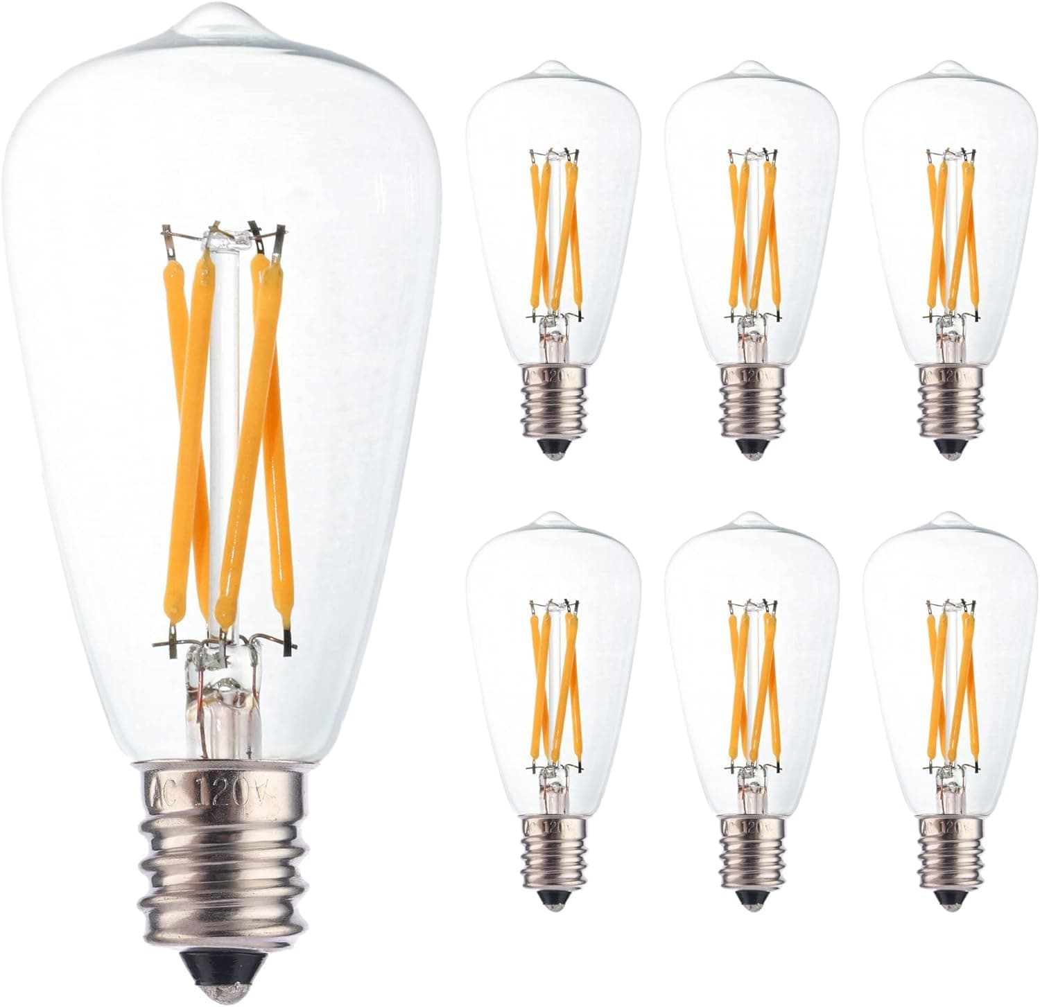 FANNIS 6 Pack ST38 Replacement LED Bulb, 4W Equals 40W, Warm White 2700K Filament Edison Bulb, E12 Candelabra Base Vintage Clear Glass Light Bulb for Pendant Ceiling Table Floor Lamp String Light