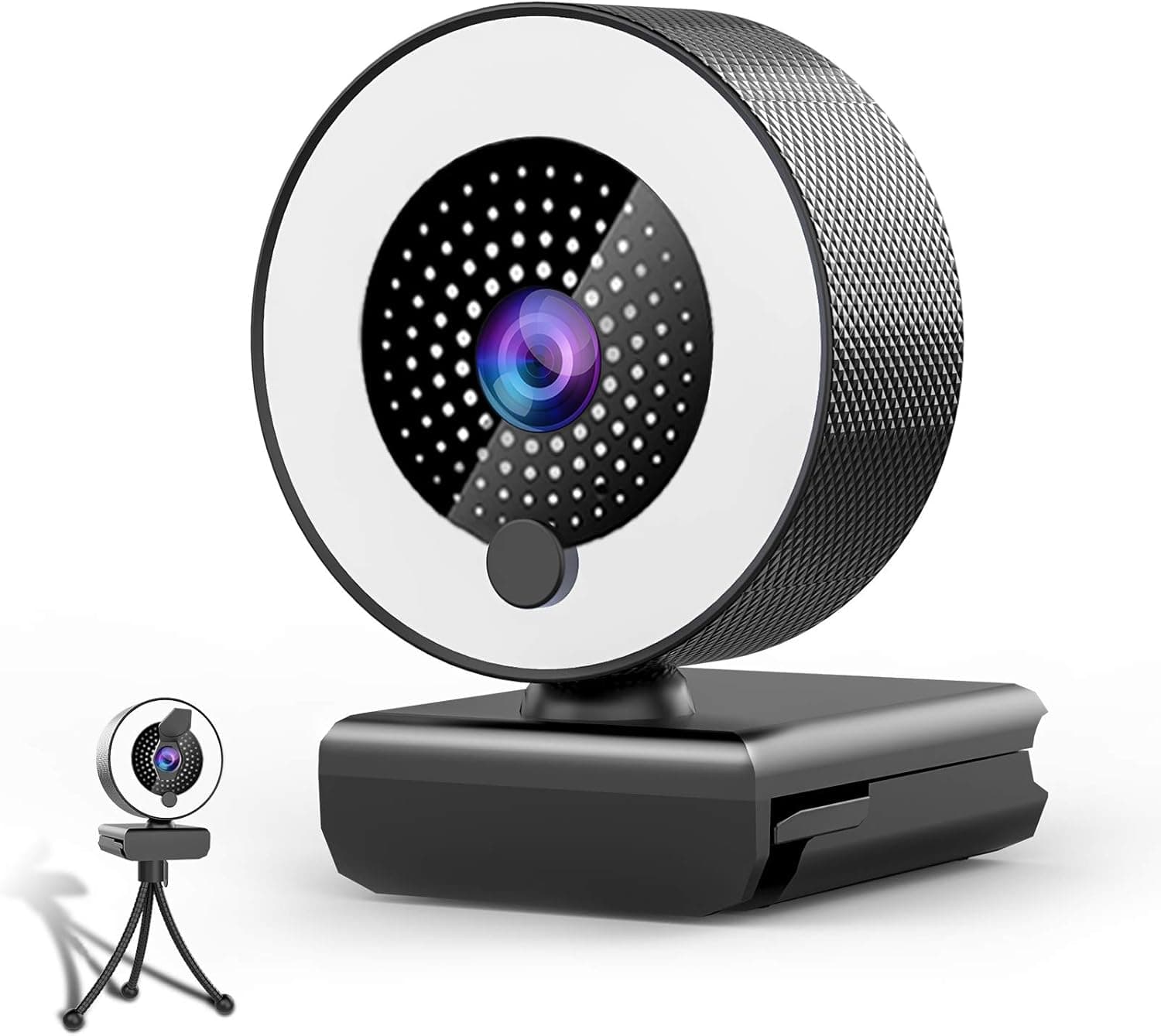 Streaming Webcam with Microphone & Ring Light 2K HD Web Cam with Cover,Stand for PC/MAC/Laptop/Desktop, Wide Angle Web Cameras for YouTube,Skype,Zoom,Xbox One,Video Calling,Studying and Conference