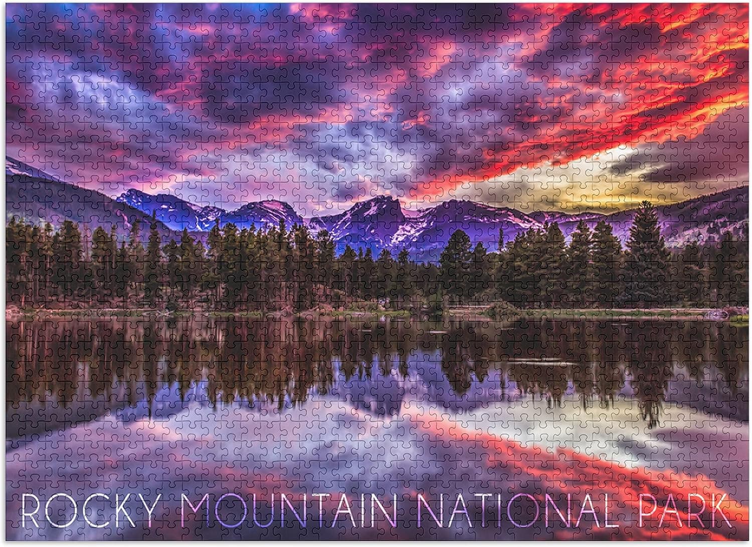 Rocky Mountain National Park, Colorado, Sunset and Sprague Lake (1000 Piece Premium Puzzle, Made in USA)