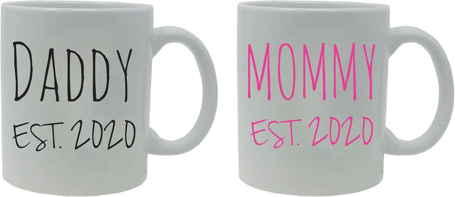Daddy + Mommy Established EST. 2020 11-Ounce White Sublimation Ceramic Coffee Mugs (White)