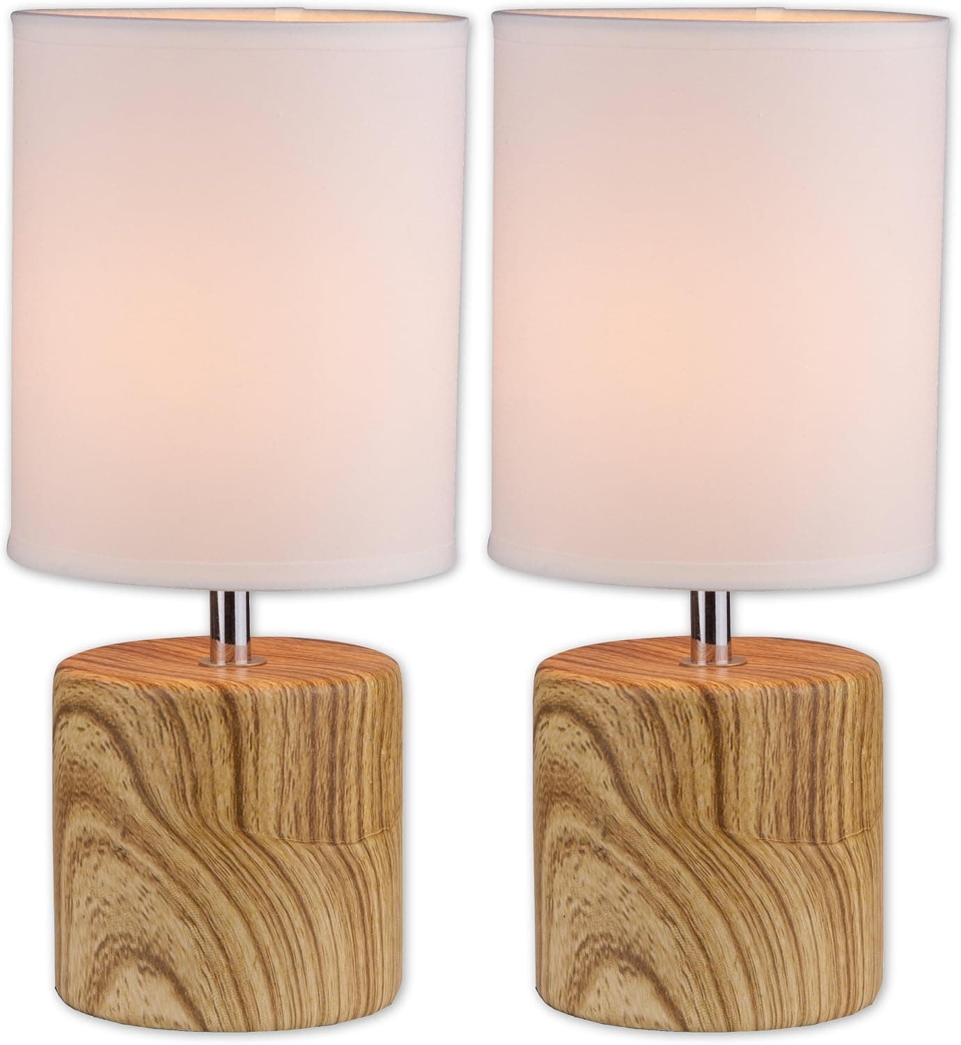 Light Accents 12230TL-2PK-26 Bedroom Side Table Lamps (Set of 2), Light Wood Finish