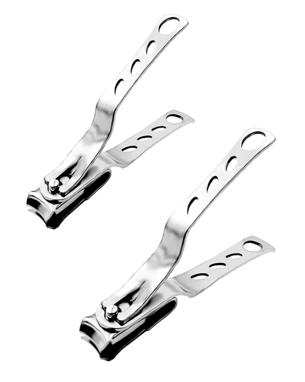 Large Stainless Steel Nail Clippers, JumpyFire Sharp Stainless Steel Fingernail Clippers, Rotating Toenail Clippers for Men Women (2 Pcs)