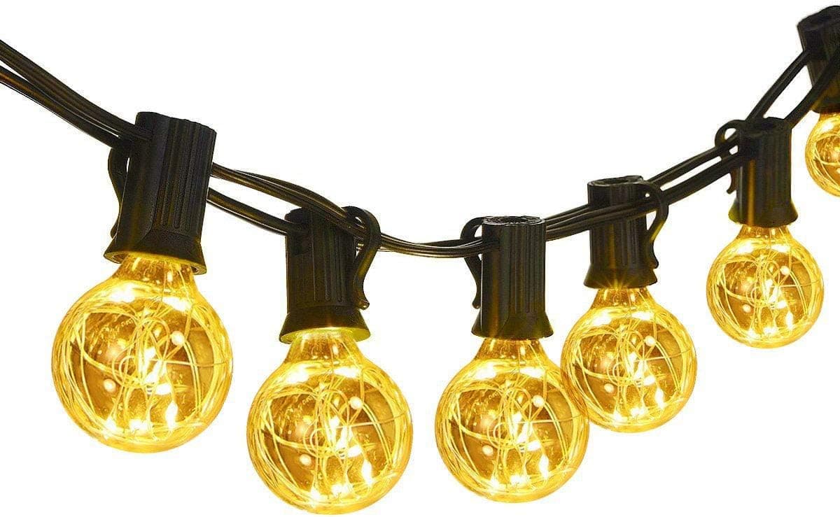 Classyke G40 Globe String Lights 25 Feet Linkable Indoor Outdoor Lights 25 LED Light Bulbs Energy Efficiency for Patio Cafe Bistro Porch Party Wedding Gazebo Backyard [UL Listed]- Warm White