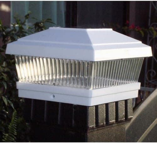 GTMax Plastic White Square Fence Post Cap Solar Powered LED Light - (Set of 6)