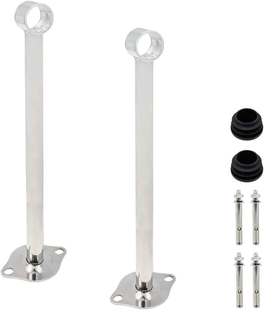 Rannb Wardrobe Pipe Bracket Ceiling Mounting Rail Rod Support Socket Fit 25 to 27mm Rod 300mm/11.8" Length-2pcs