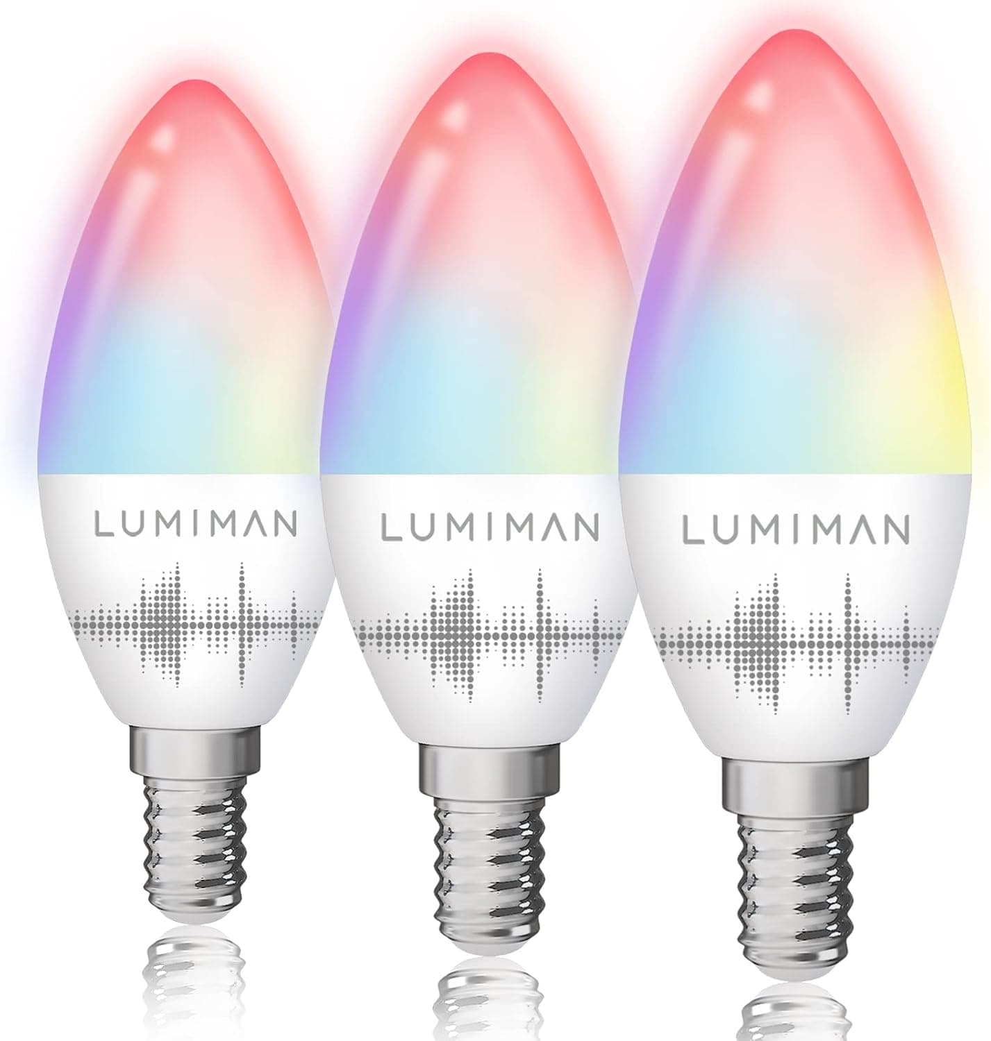 LUMIMAN Candelabra Smart Bulb E12 LED Smart Light Bulbs WiFi RGB Color Changing Smart Lights That Work with Alexa Google Home Music Sync Tunable White 5W 400lm No Hub Required 3 Pack