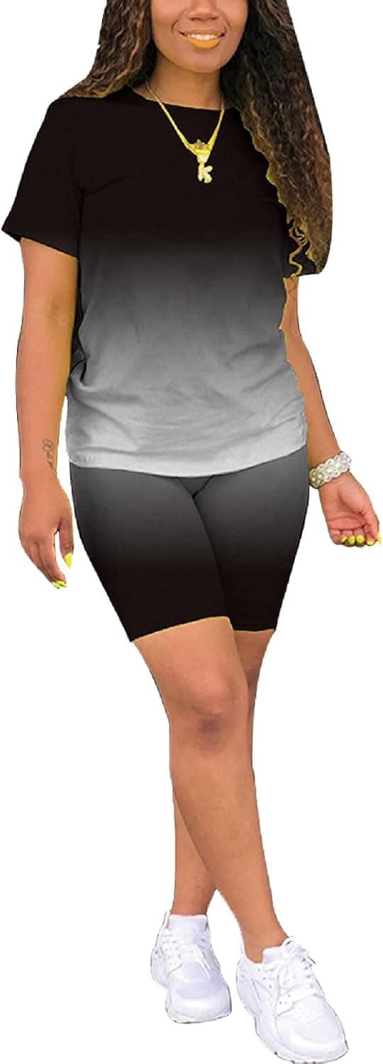 Two Piece Outfits For Women Casual Solid T-Shirt Tracksuit Jogger Sweatshirt And Sports Yoga Suits