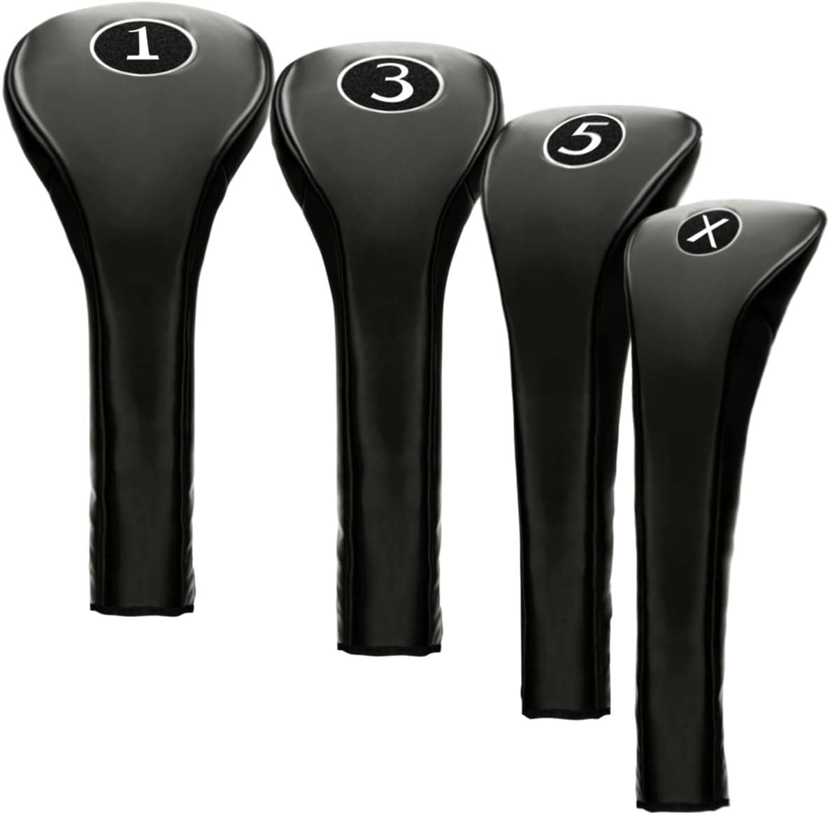 New Black Zipper Driver 1 3 5 X Leatherette Fairway Golf Club Covers Wood Headcovers Head Cover Metal